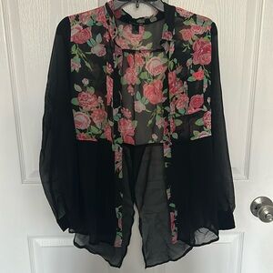 Floral Mesh Button Down Top